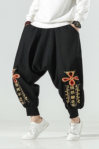 风个性灯笼裤复古刺绣宽松垮裤潮休闲男裤 XZ301-2/K29-P75图片