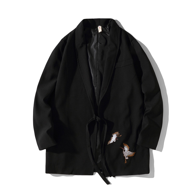 白底大码朝 改良汉服刺绣风衣中式大码男装 QT4011-JK07-P100图片