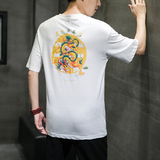 2024夏季新款重磅丝网印花短袖T恤大码男装-T18-P35，男装T恤，星座301D-2(原钱塘4011)