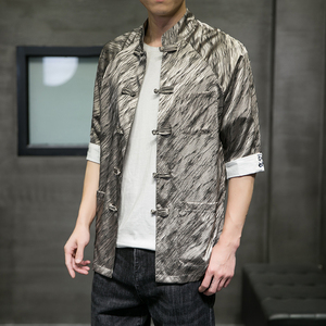 春夏风唐装汉服盘扣七分袖外套T恤QT4011-SY08水逆退散-P65图片