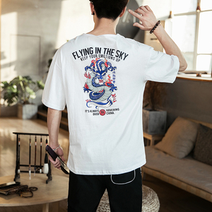 风四神兽图案青龙印花T恤男夏季棉短袖 QT4011-T08青龙-P40图片