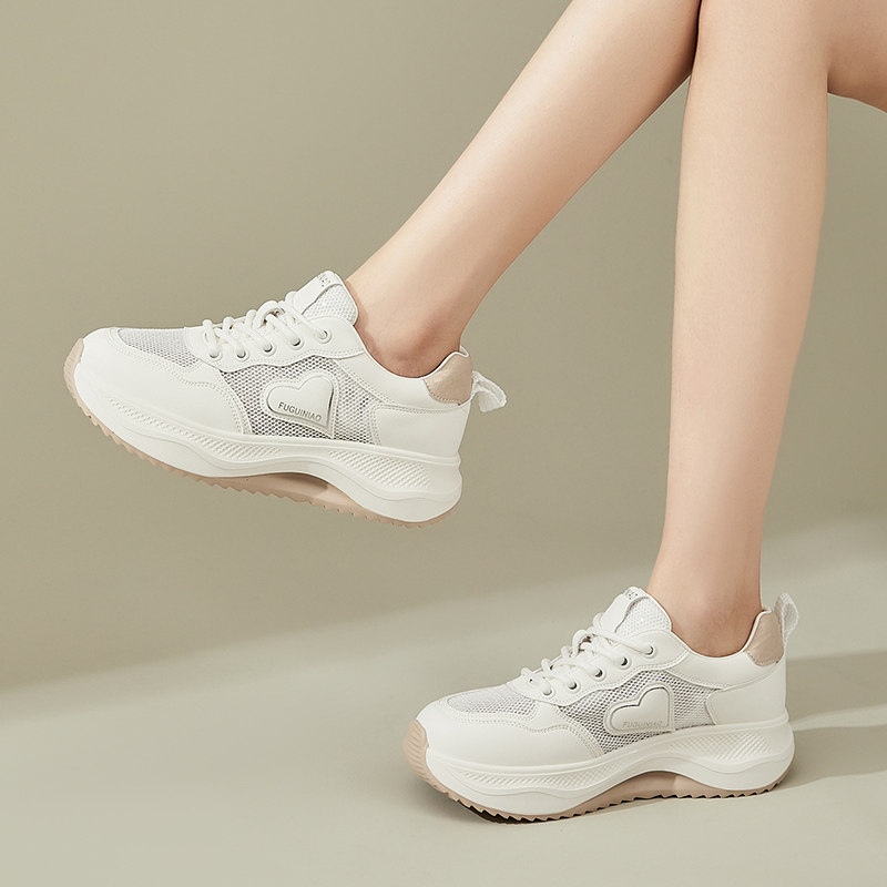 厚底运动鞋女网面透气2026新款春季爆款小白鞋软底轻便舒适老爹鞋