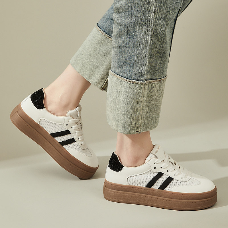 厚底小白鞋女爆款2026新款春季软底休闲德训鞋百搭增高显脚小板鞋,女鞋,时尚休闲鞋,淘宝优惠券,粉丝福利购,淘宝优惠卷