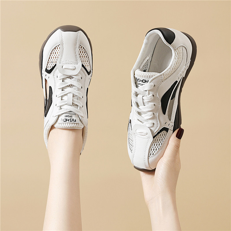 网面透气小白鞋女款2025新款夏季薄款镂空百搭平底休闲运动阿甘鞋