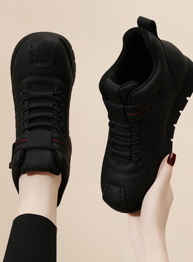 黑色高帮二棉鞋女2025新款冬季加绒加厚轻便软底休闲运动旅游鞋子