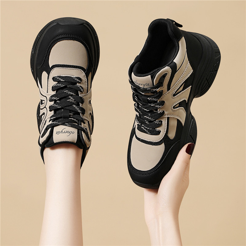 厚底增高小个子老爹鞋女款2025新款秋季百搭软底轻便休闲运动鞋子