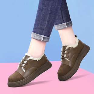 加绒小皮鞋女2025秋冬季新款英伦风乐福鞋羊羔绒毛毛棉鞋厚底单鞋
