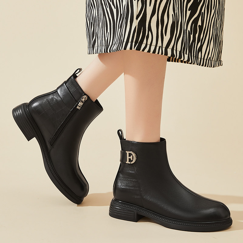 真皮马丁靴女款英伦风2025新款春秋季黑色短靴软皮软底不累脚单靴