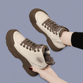 真皮英伦风马丁靴女短筒2025年新款 春秋季 低帮短靴厚底小个子单靴