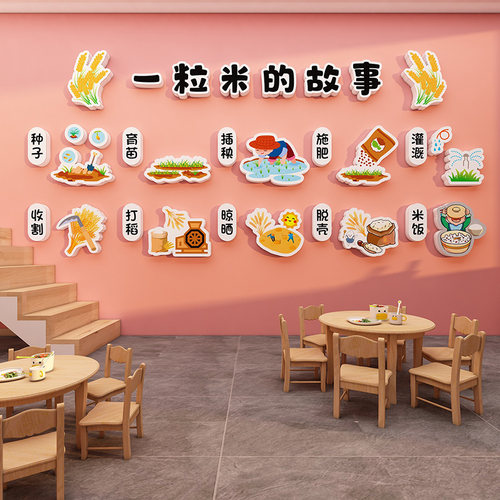 幼儿园环创主题墙贴成品一粒米的故事托 托管班材料走廊文化墙面