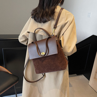 大容量真皮双肩包小众时尚撞色设计牛皮单肩女包韩版洋气百搭背包