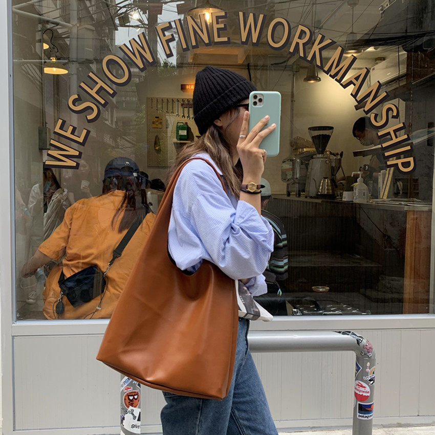 Aman黑色通勤托特包女大容量2026新款秋冬包包单肩斜挎包女包大包