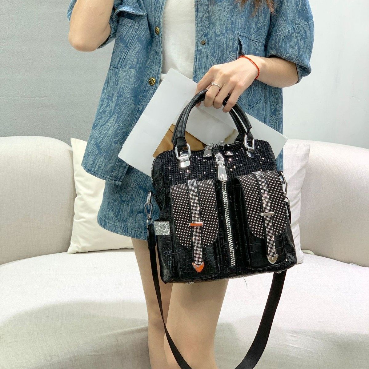 真皮包包女新款欧美时尚百搭高级感女包斜挎包女士双肩包