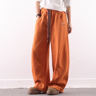 宽松显瘦颗粒绒加厚保暖直筒阔腿卫裤 皇森2025冬季 休闲裤 大码 新款
