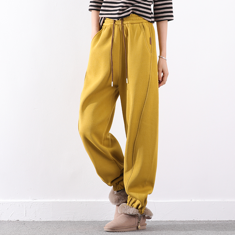 皇森2025冬季新款韩版大码休闲运动裤加绒加厚保暖束脚哈伦卫裤女