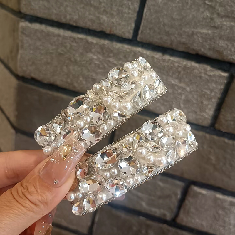 边夹重工绿色水晶发夹水钻bb夹