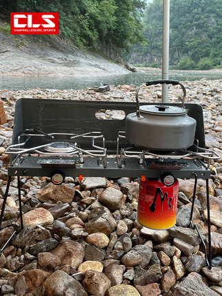 Outdoor Picnic Double-Burner Portable Gas Stove, Self-Driving Car-Mounted Double-Head Cassette Stove, Foldable Camping Stove, Dual Stove Top