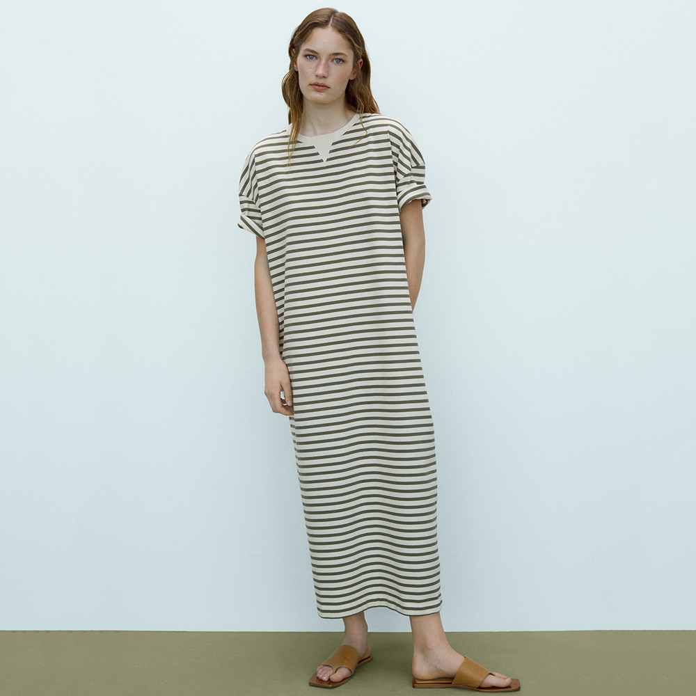 Massimo Dutti 西班牙女装修身版型显瘦条纹连衣裙 MD06630651251