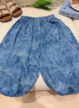 【A类棉绸】儿童人造棉裤子宝宝夏季冰冰凉男女童休闲灯笼外出裤