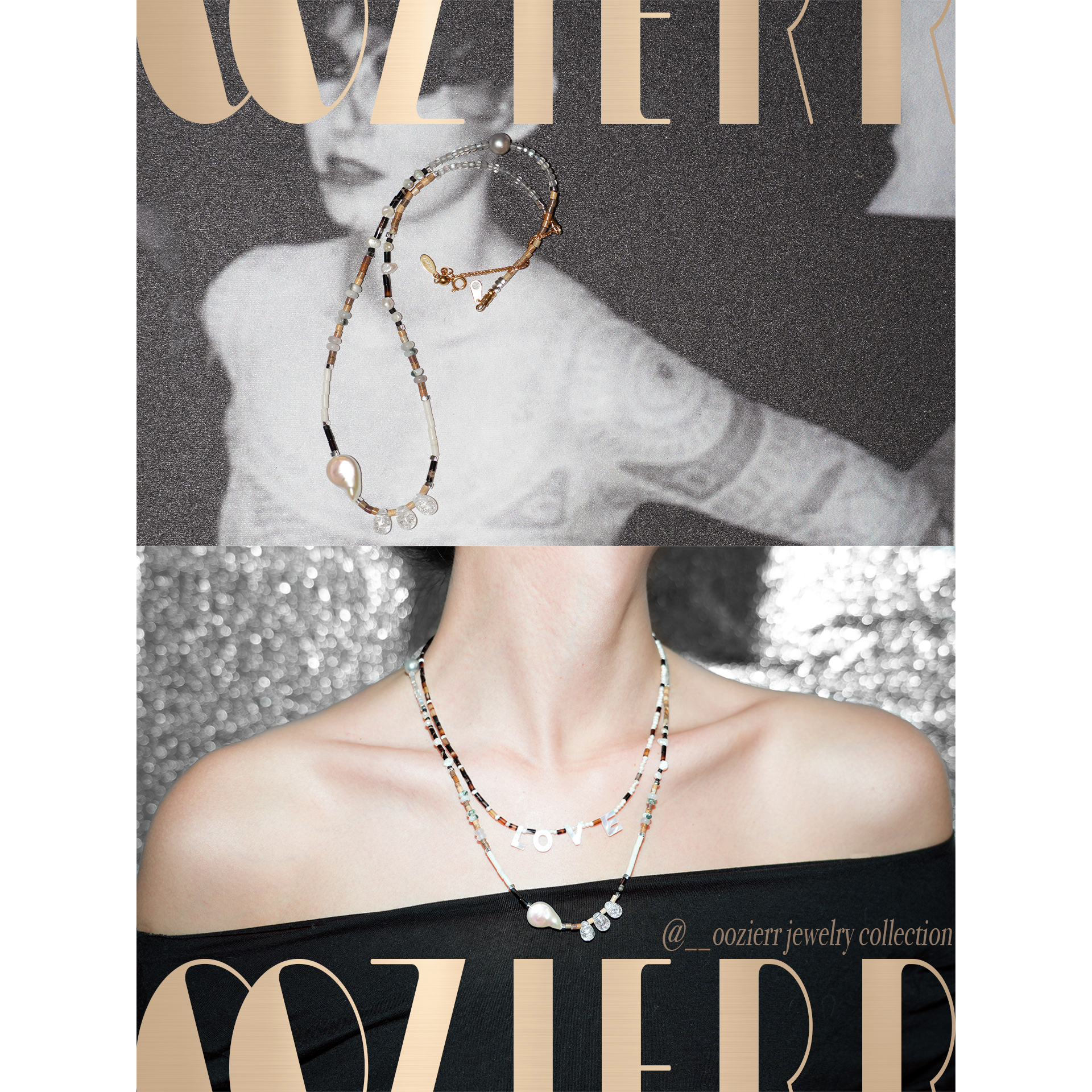 oozierr太紫 天然巴洛克珍珠多宝琥珀玛瑙项链高级珍珠锁骨链