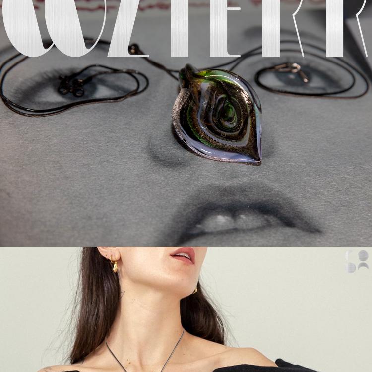 oozierr  黑琉璃马蹄莲项链