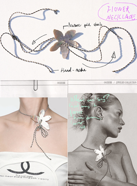 oozierr天然贝母鸢尾花项链小众原创高级花海边度假风法式choker