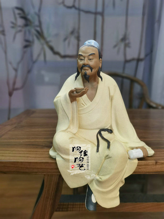 陶瓷石湾公仔陆羽工艺品