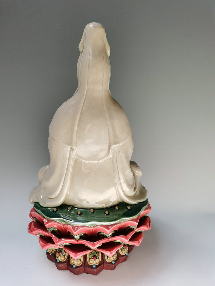 陶瓷工艺品 石湾公仔 净瓶观音 坐莲观音