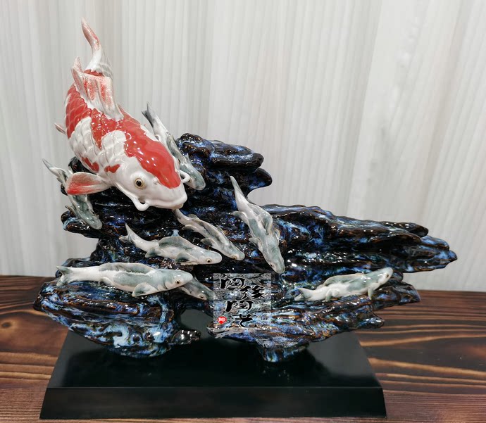 陶瓷工艺品石湾公仔摆件鱼乐