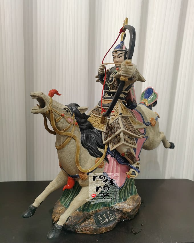 陶瓷工艺品 石湾公仔 马 花木兰  孝烈将军