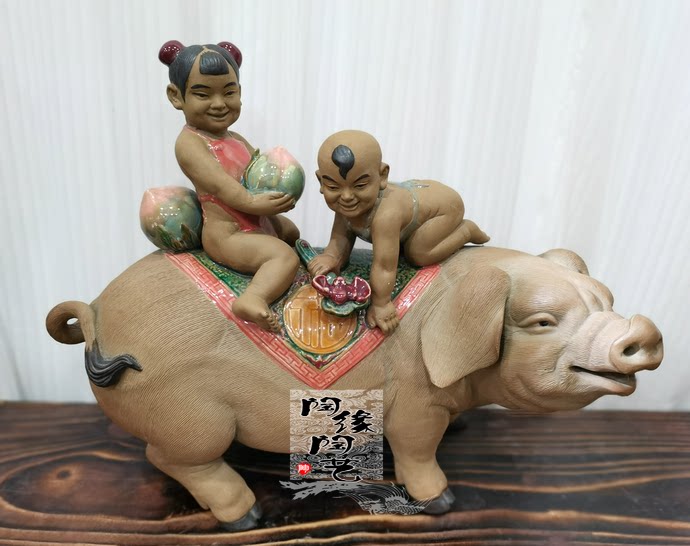 陶瓷工艺品 石湾公仔 猪 吉祥如意  童趣 生肖