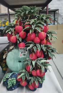 陶瓷工艺品 石湾公仔 中型荔枝树摆件  玉佩款 满堂红