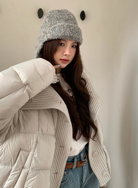 grapestone 葡萄籽-冬上新休闲棒球针织领遮肉保暖羽绒服外套1452