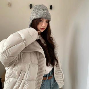 grapestone 葡萄籽-冬上新休闲棒球针织领遮肉保暖羽绒服外套1452