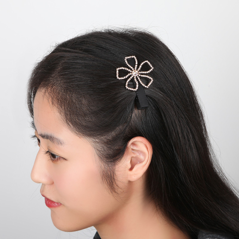 压夹小顶夹四叶精致亮钻刘海发卡