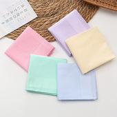 40支精梳棉40CM素色缎纹简约手帕加印logo吸汗中性纯色擦手方巾