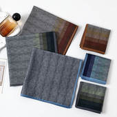 薄款 43cm男士 绅士全棉柔软舒适手帕老式 吸水擦汗手绢撞色格子手巾