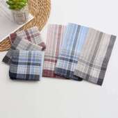 亚马逊跨境纯棉手帕男女通用格子手绢长辈经典 款 薄手巾40cm口袋巾