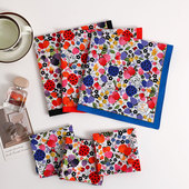 3条装 高档60支精梳棉女帕纯棉印花手绢方巾婚庆伴手礼擦手巾手帕