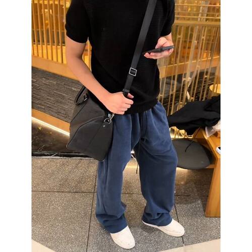 黑洞之眼蛇鳞纹裤子男夏薄款慵懒松弛感网孔透气宽松休闲弯刀长裤
