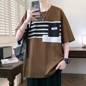 T恤男士 短袖 搭配潮流宽松圆领T恤 男生酷帅穿搭上衣服套装 夏季