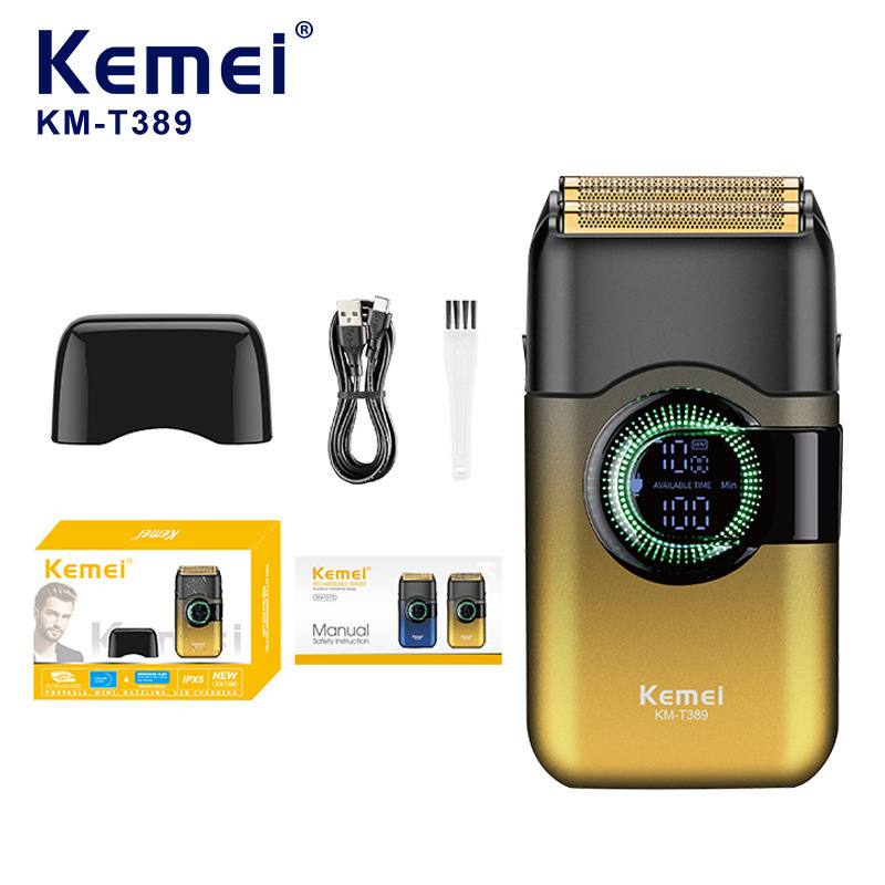 Kemei科美跨境剃须刀KM-T389往复式胡须刀男便携迷你刮胡刀7500转