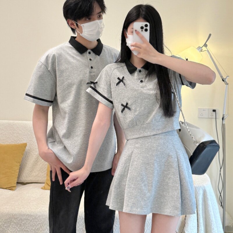 法式超火polo衫短袖T恤女两件套