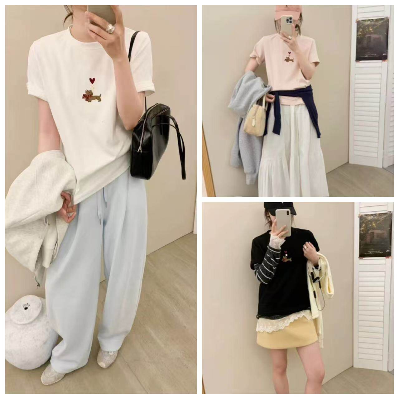 2025新款糖果色套头T恤韩版卡通图圆领宽松显瘦百搭休闲上衣百搭