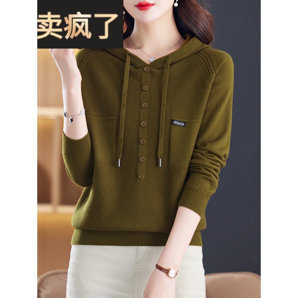连帽卫衣女士春秋2025年新款爆款毛衣时尚洋气针织衫上衣宽松帽衫