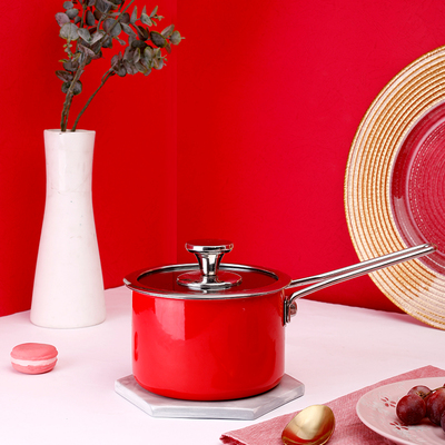 sohome圣邦进口珐琅不锈钢单柄奶锅搪瓷锅燃气灶电磁炉老爸测评