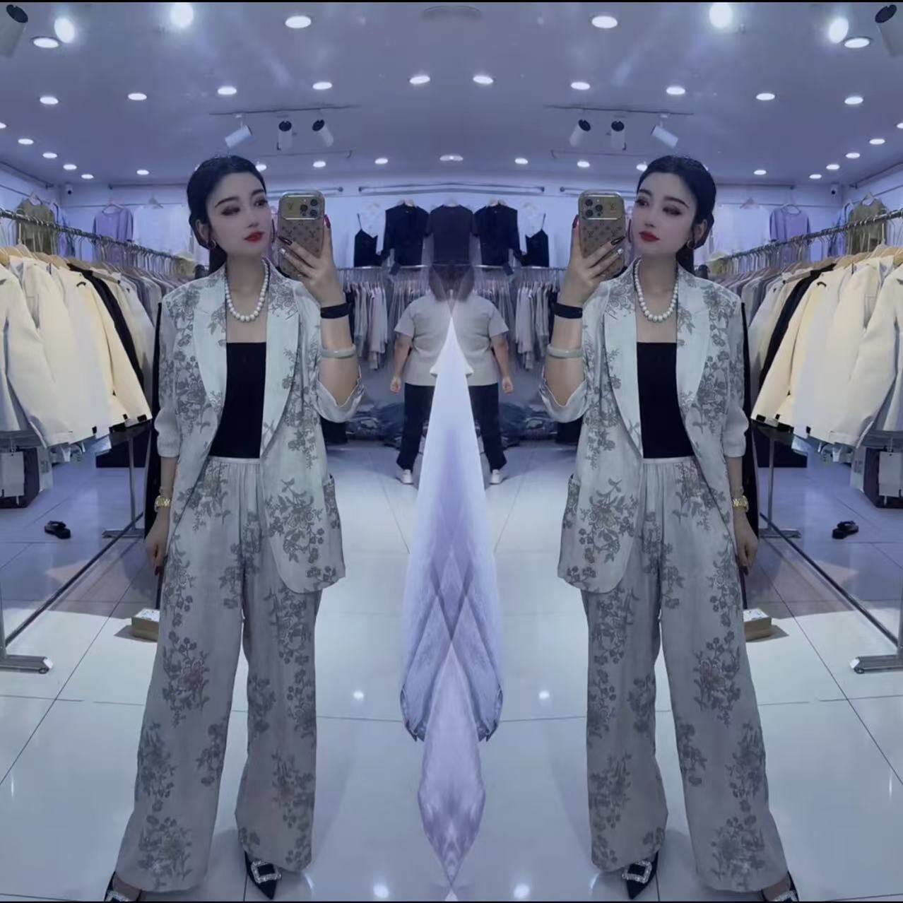 女装夏季新款百搭宽松感时尚套装女洋气西装外套阔腿裤休闲两件套