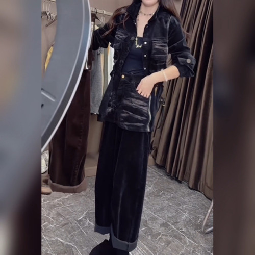 洋气时尚高级感工装风两件套女装秋季新款长袖外套高腰裤子套装潮