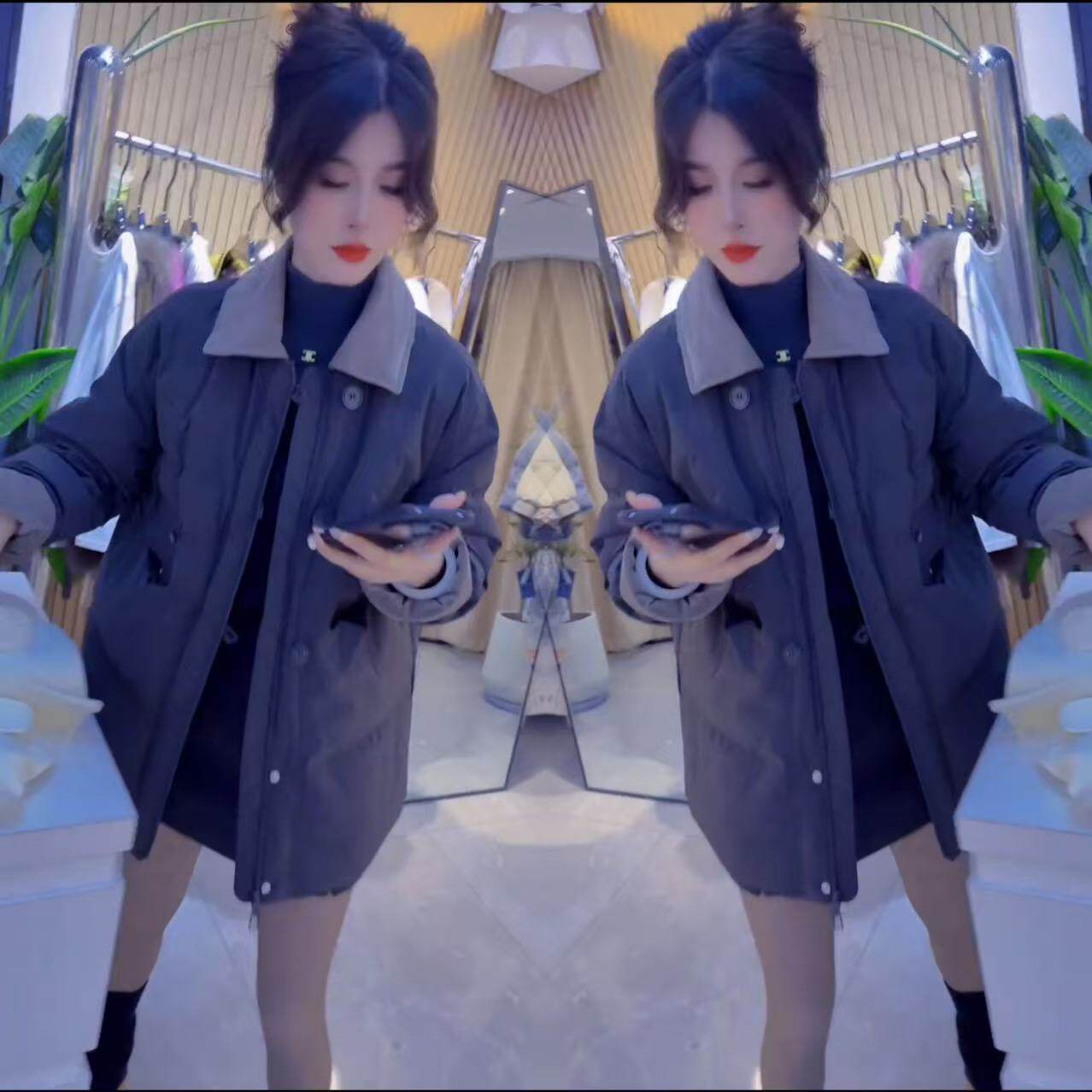 高品质时髦撞色拼接设计感棉服2025冬季新款女装百搭洋气显瘦外套