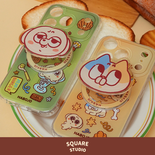 原创可爱猫狗手绘创意苹果iPhone磁吸支架 HABOJO手机壳 平方Studio